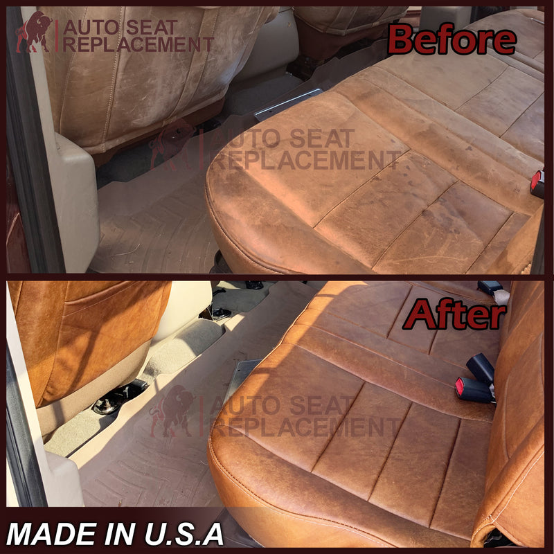 2003 2004 2005 2006 2007 Ford F250 King Ranch Super Duty Full Front Row & Second Row 60/40 Genuine Leather Seat Covers - Auto Seat Replacement