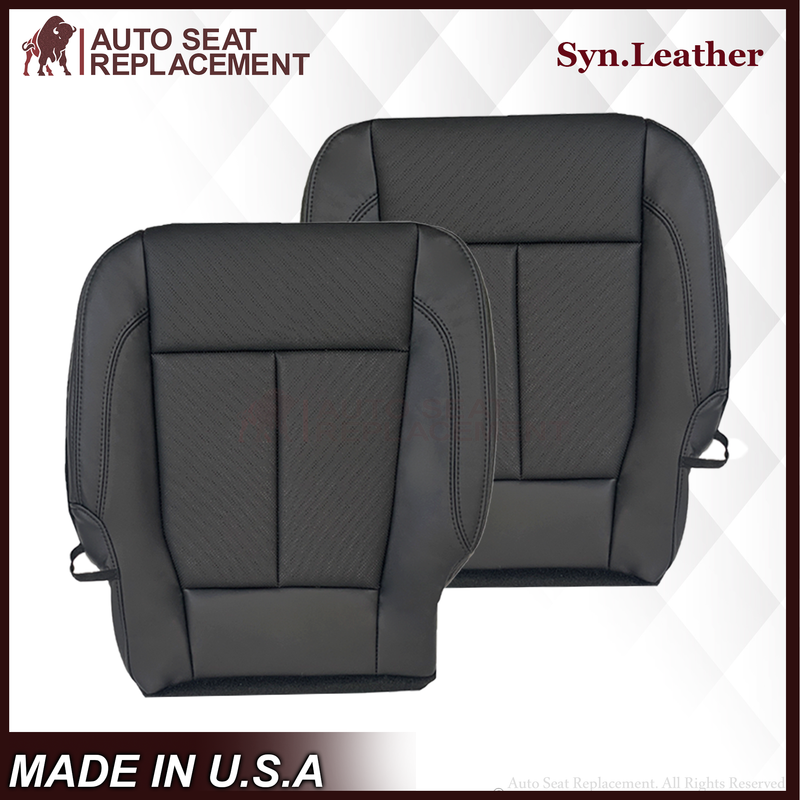 2018-2021 Ford Expedition XLT Replacement Genuine Leather /Syn. Leather Seat Cover: Black Perforated