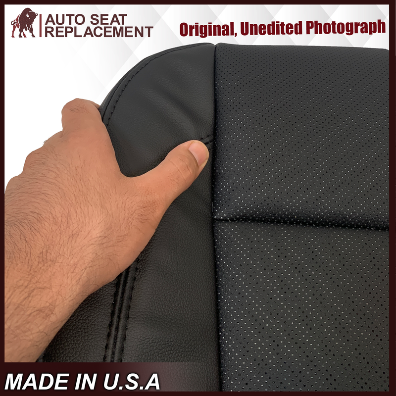 2018-2021 Ford Expedition XLT Replacement Genuine Leather /Syn. Leather Seat Cover: Black Perforated