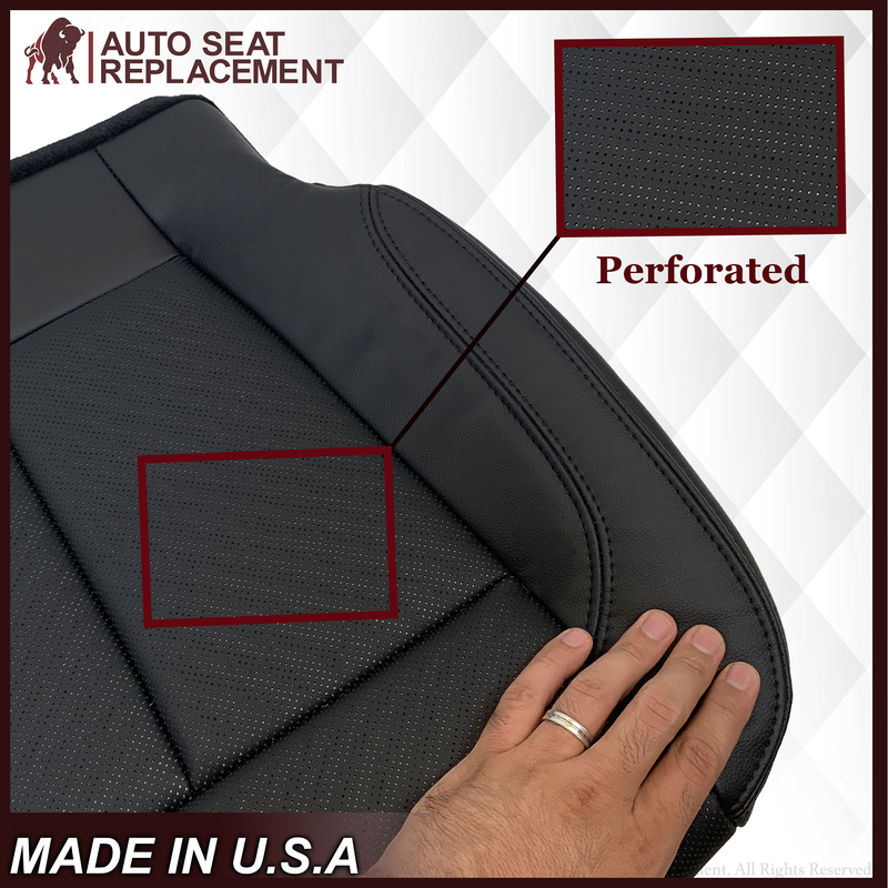 2018-2021 Ford Expedition XLT Replacement Genuine Leather /Syn. Leather Seat Cover: Black Perforated