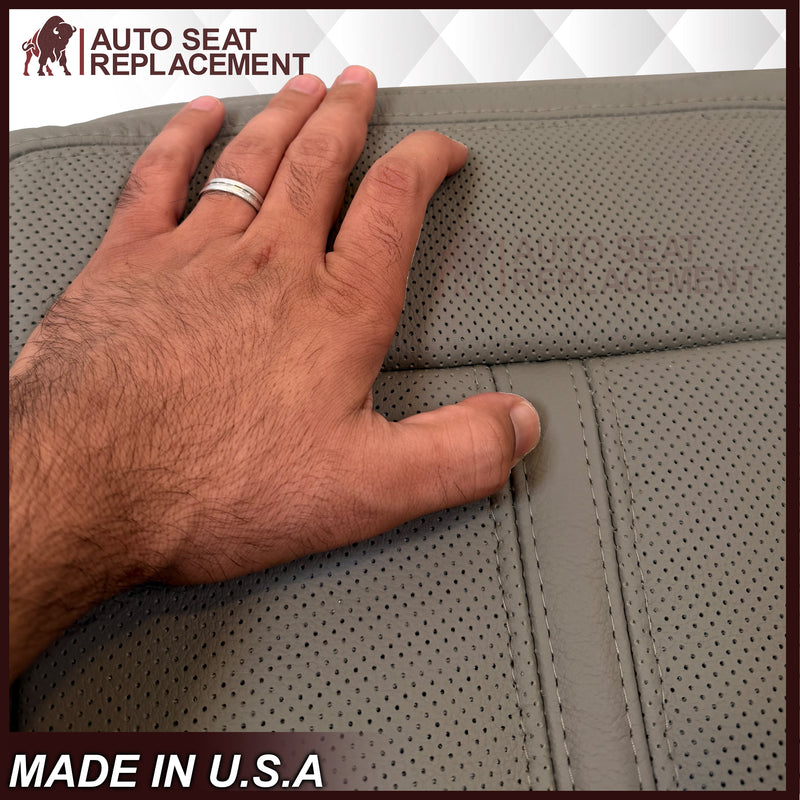 2018-2021 Ford Expedition Limited Replacement Genuine Leather /Syn. Leather Seat Cover: Gray Perforated - Auto Seat Replacement