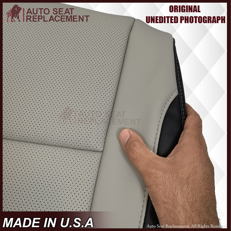 2016-2022 Lexus RX350 RX450h - Perforated Synthetic Leather Seat Cover: 2-Tone Gray & Black