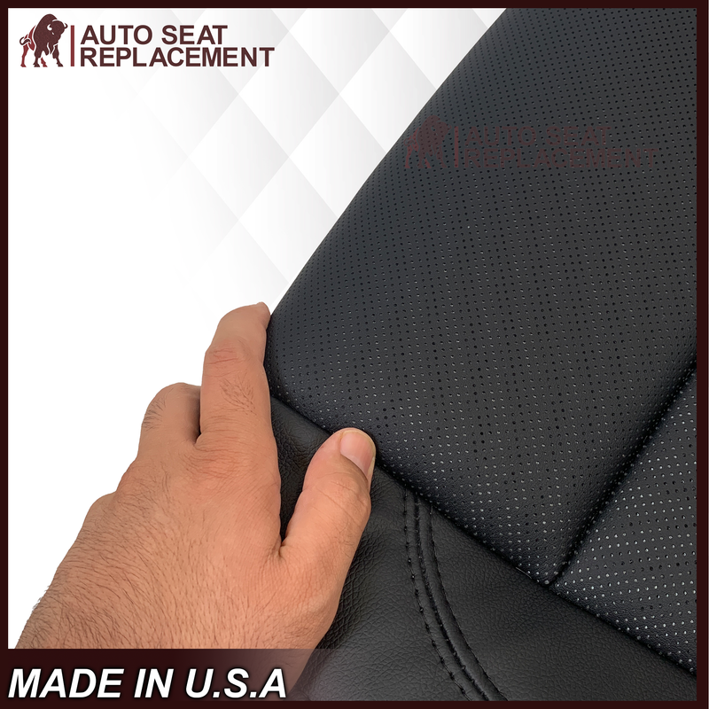 2018-2021 Ford Expedition XLT Replacement Genuine Leather /Syn. Leather Seat Cover: Black Perforated