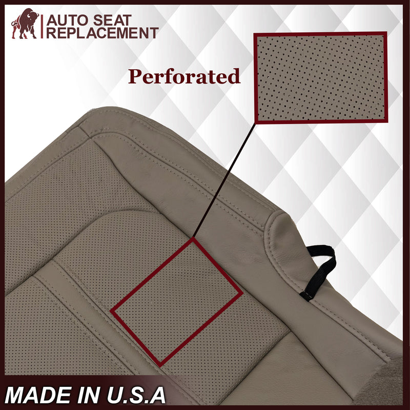 2018-2021 Ford Expedition Limited Replacement Genuine Leather /Syn. Leather Seat Cover: Gray Perforated - Auto Seat Replacement