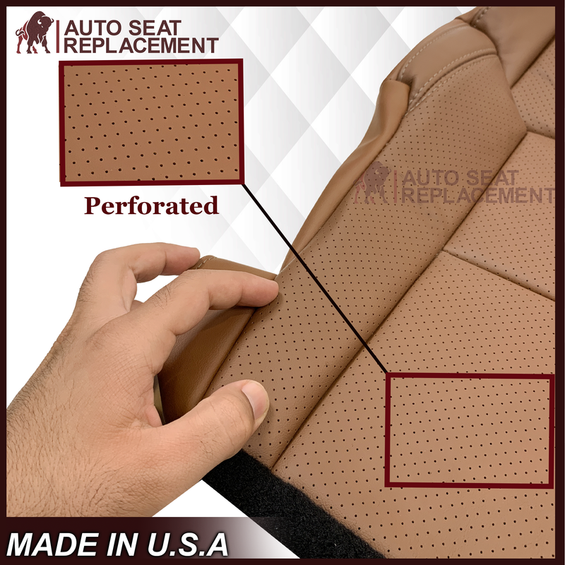 2014-2018 Toyota Tundra Driver OR Passenger Side Replacement Seat Cover: Perforated, Brown