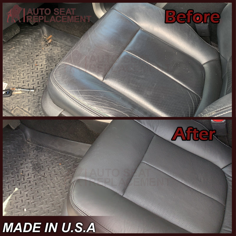 2009 - 2014 Ford F-150 Lariat Replacement Perforated Genuine Leather / Synthetic Leather Seat Cover In Black