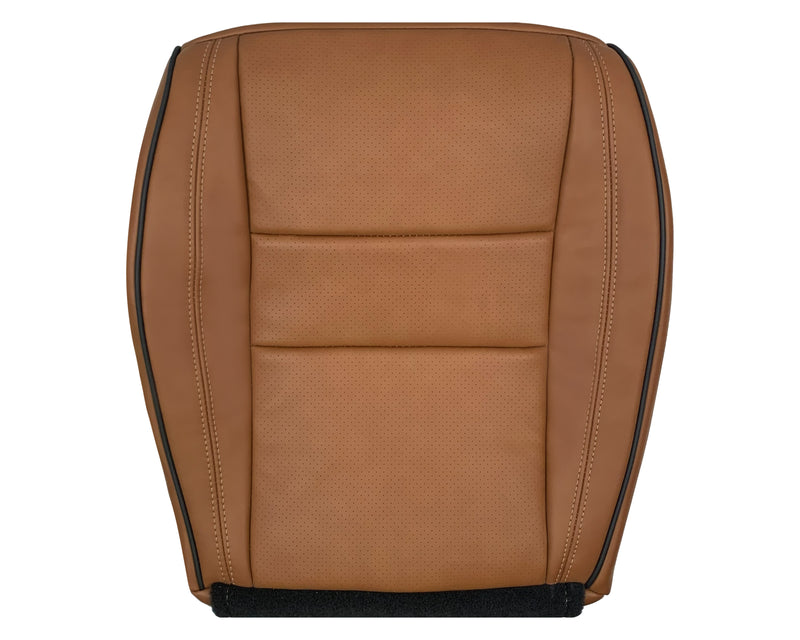 Brand New 2011-2021 Jeep Grand Cherokee Overland Replacement Perforated Leather Seat Cover: Saddle Brown w/Black Piping