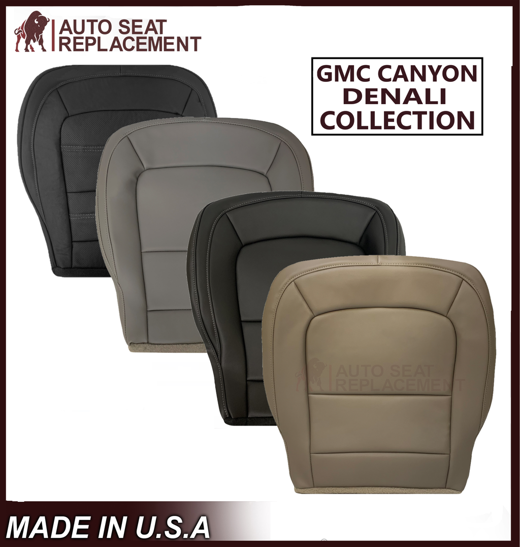 2015 - 2022 GMC Canyon & Canyon Denali (PERFORATED) Replacement Bottom Seat Covers in Jet Black OR Gray / Dune Tan: Choose your side