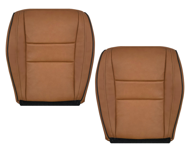Brand New 2011-2021 Jeep Grand Cherokee Overland Replacement Perforated Leather Seat Cover: Saddle Brown w/Black Piping