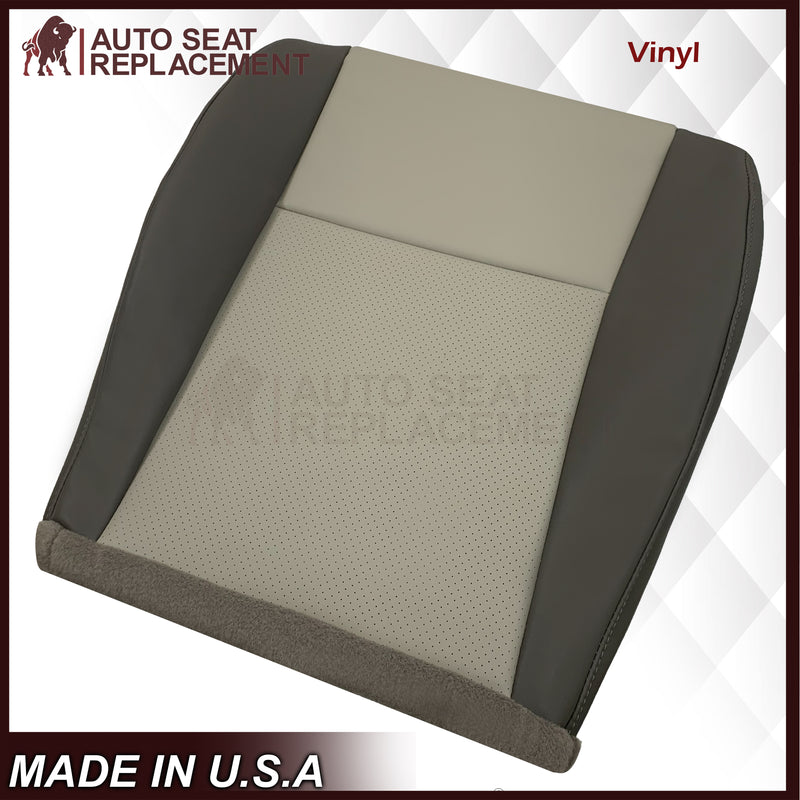 2008 - 2010 Jeep Grand Cherokee Front Bottom Synthetic Leather Seat Cover 2 Tone Tan (Dk Khaki/Lt Graystone)