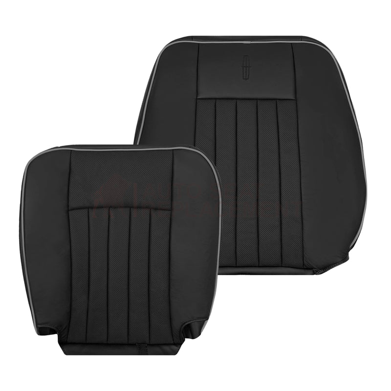 2003-2006 Lincoln Navigator Replacement Driver Passenger Side Seat Covers In Black With Gray Piping