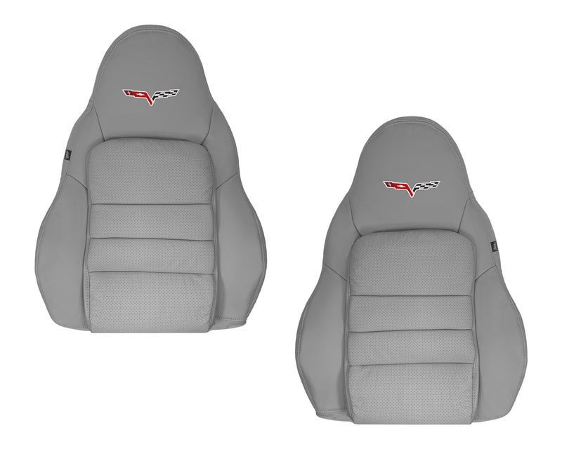 2005_2013_Corvette_C6_Genuine_Leather_OR_Synthetic_Leather_Replacement_Seat_Driver_Passenger_Side_Top_Cushion_Covers_In_Light_Titanium_Gray_Gray