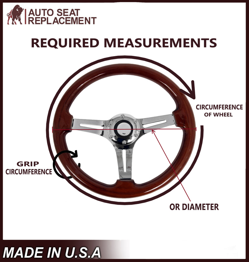 2004-2008 Ford F-150 King Ranch: 1-Piece Genuine Leather Steering Wheel Cover + Lacing Thread and Flat head Needle - Auto Seat Replacement
