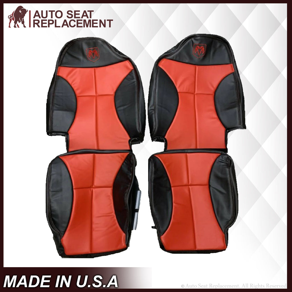 1998-2002 Dodge Ram 1500 2500 3500 in CUSTOM Agate Dark Gray & Red (Red Stitching): Choose From Variation