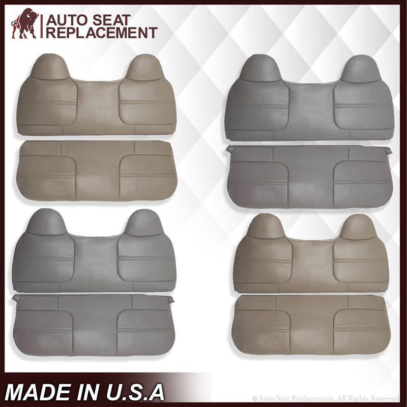 1999-2002 Ford F250 F350 F450 Super Duty XL Work Truck Synthetic Leather Front Bench Top & Bottom in Gray & Tan
