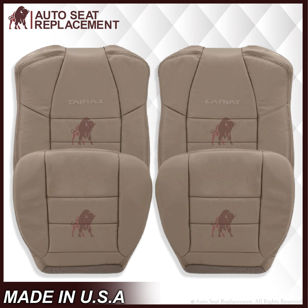 2002-2007 Ford F250/F350/F450/F550 Lariat Extended Cab Seat Cover in Tan: Choose Leather or Vinyl