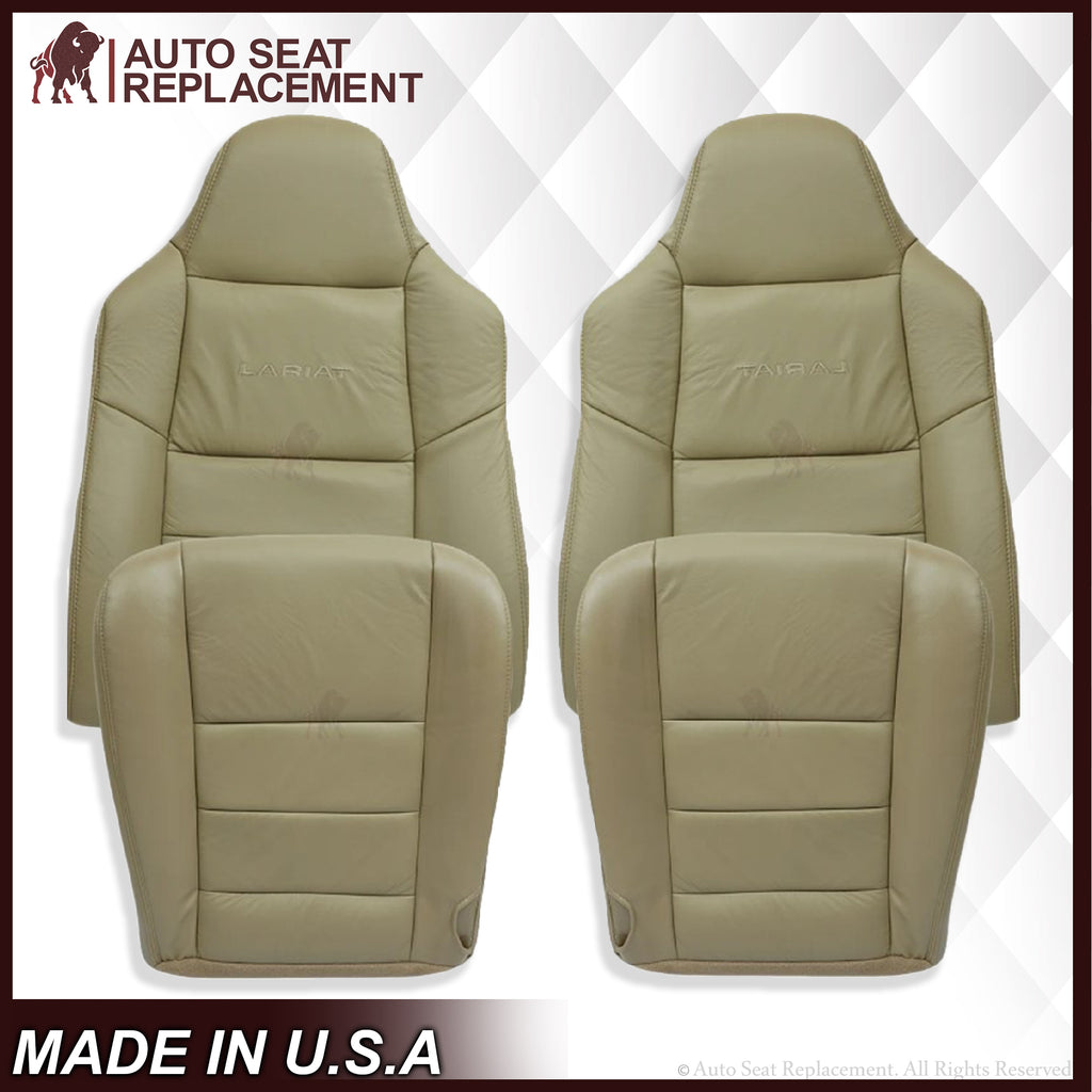 2003-2007 Ford F250 F350 Lariat Seat Cover in Tan: Choose Leather or Vinyl
