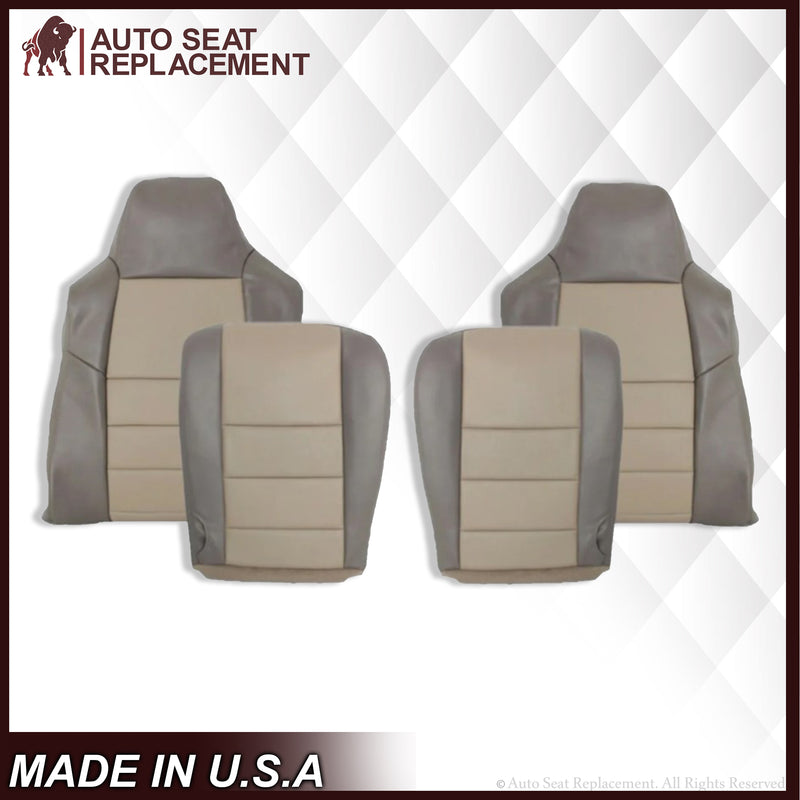 2002 2003 2004 Ford Excursion Eddie Bauer Leather & Vinyl Seat Covers 2 tone gray-tan: Choose From Variations