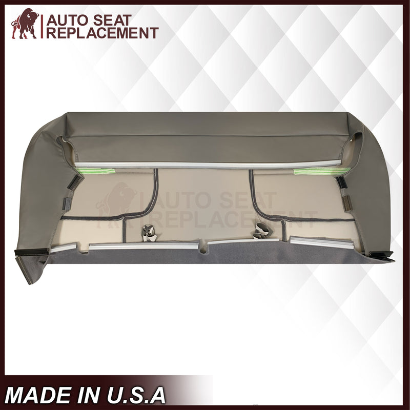 1999-2002 Ford F250 F350 F450 Super Duty XL Work Truck Synthetic Leather Front Bench Top & Bottom in Gray & Tan - Auto Seat Replacement