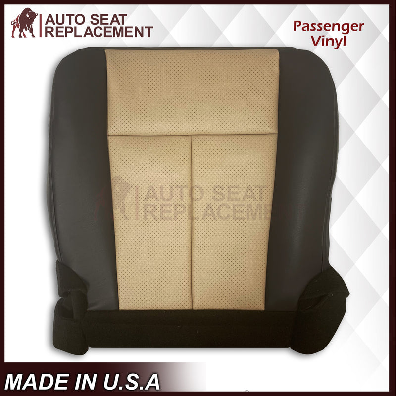 2007 2008 Ford Expedition Eddie Bauer Driver Or Passenger Side Replacement Perforated LEATHER Seat Cover In 2 Tone Tan (Tan- Dark Gray)
