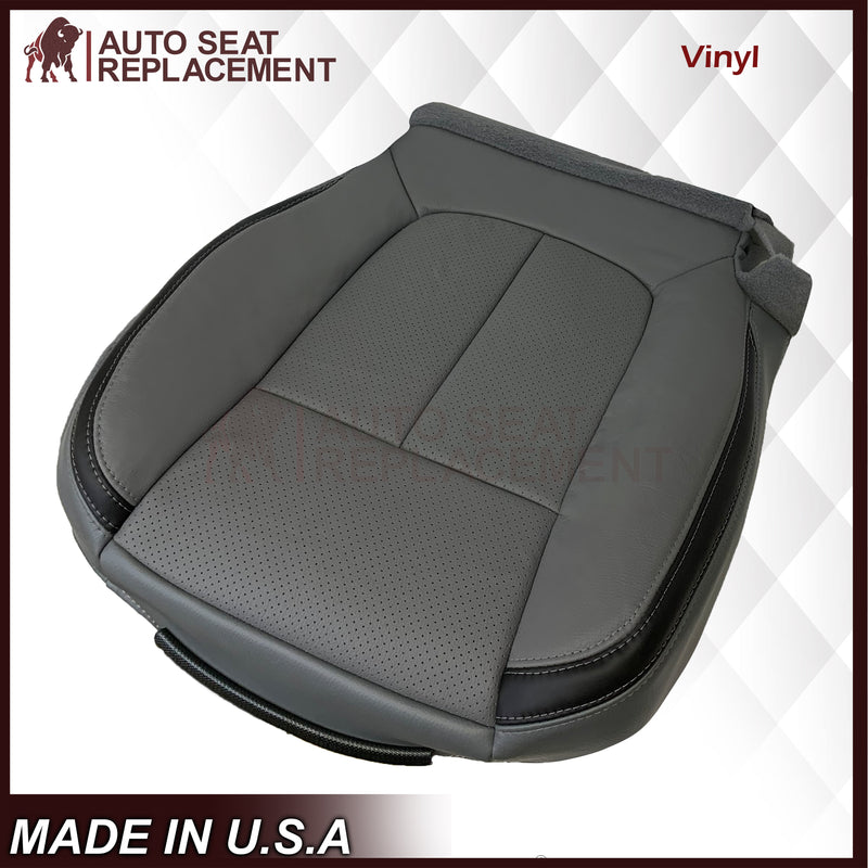 2011 - 2014 Ford F-150 Platinum Edition Perforated Genuine Leather or Synthetic Leather Steel Gray W/ Black Seat Covers