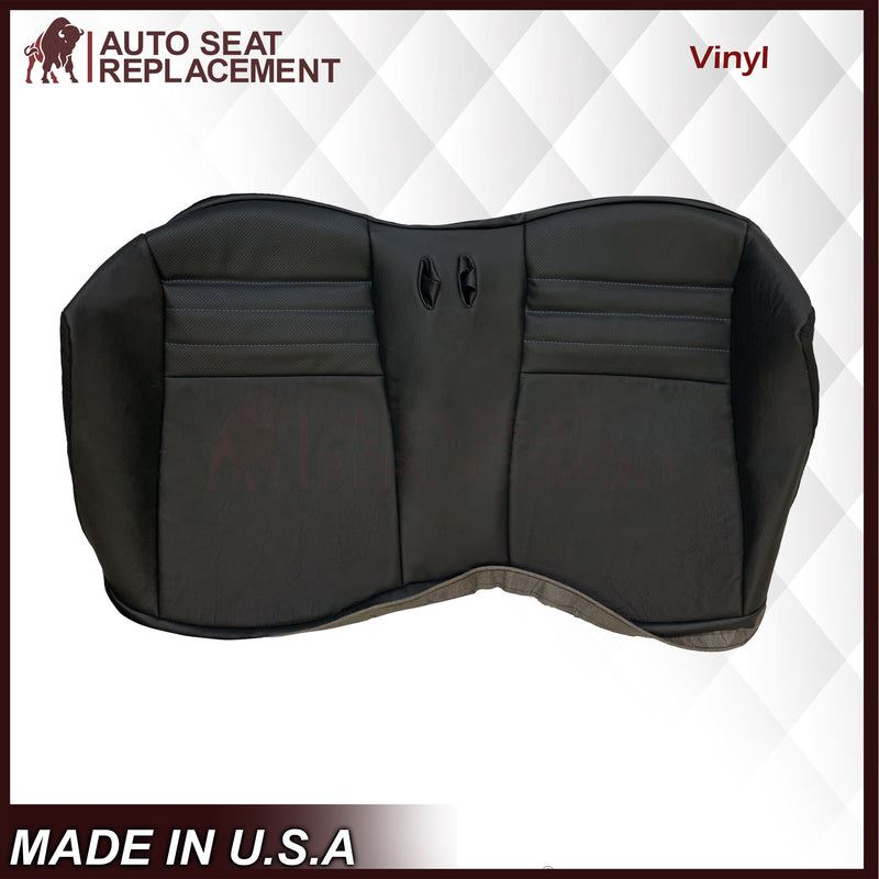 1999-2004 Ford Mustang GT Convertible Custom Blue Stitching Front & Second Row Seat Covers in Dark Charcoal Black: Choose From Variation