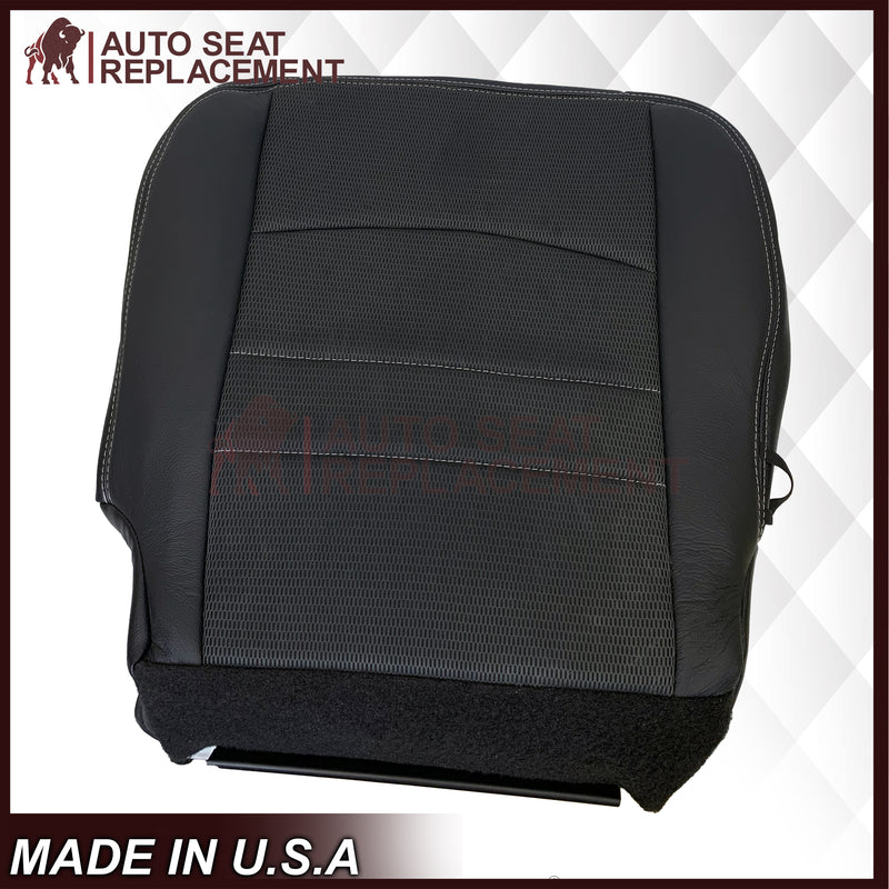 2009 - 2012 Dodge Ram Sport Bottom Dark Gray Cloth W/ Genuine Leather Seat Cover In Dark Gray