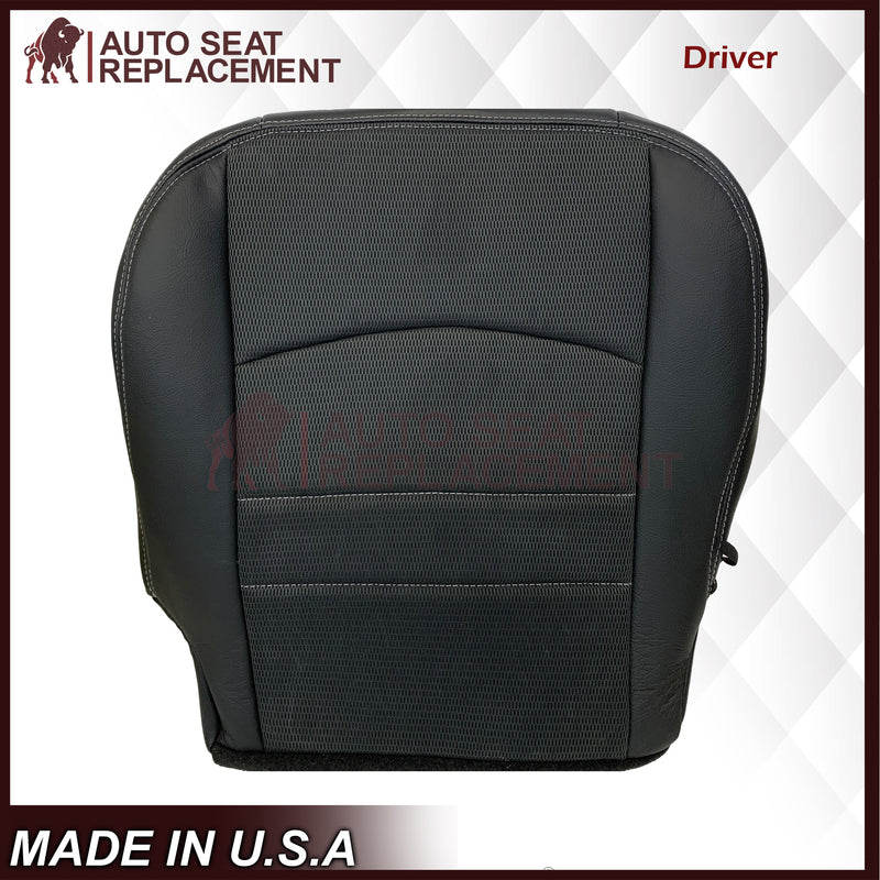 2009 - 2012 Dodge Ram Sport Bottom Dark Gray Cloth W/ Genuine Leather Seat Cover In Dark Gray