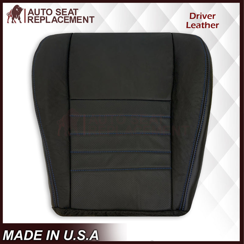 1999-2004 Ford Mustang GT Convertible Custom Blue Stitching Seat Covers in Dark Charcoal Black: Choose From Variation