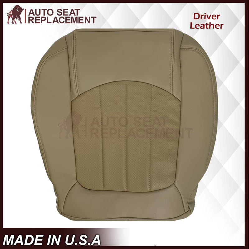 2008 - 2012 Buick Enclave Driver or Passenger Bottom Perforated Seat Cover In Light Cashmere Tan: Choose Leather or Vinyl