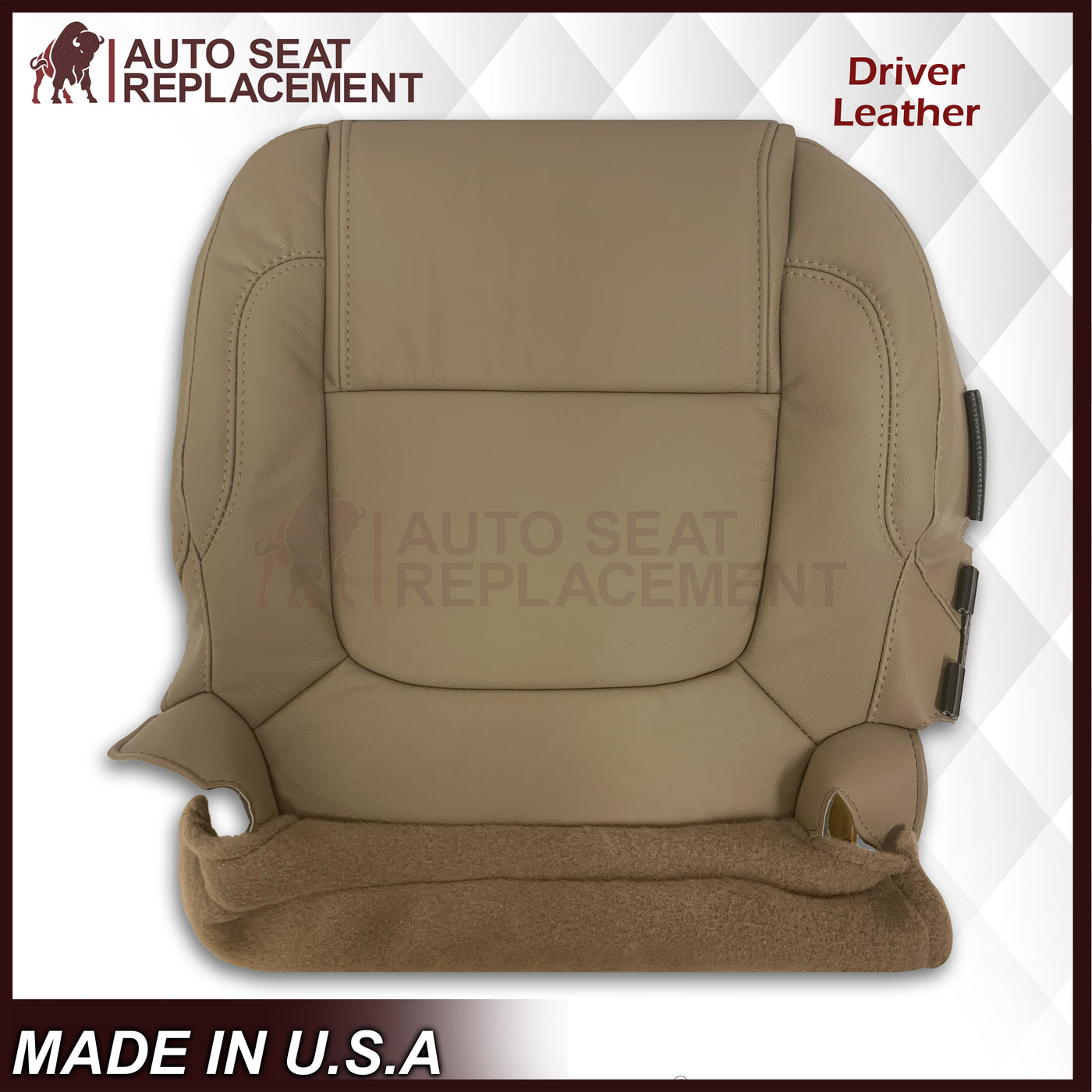 thumbnail image 2 of US LEATHER CAR SEATS Driver Bottom Seat Cover – Ford Explorer 2002–2005, Two-Tone Tan Synthetic Leather 2 of 6