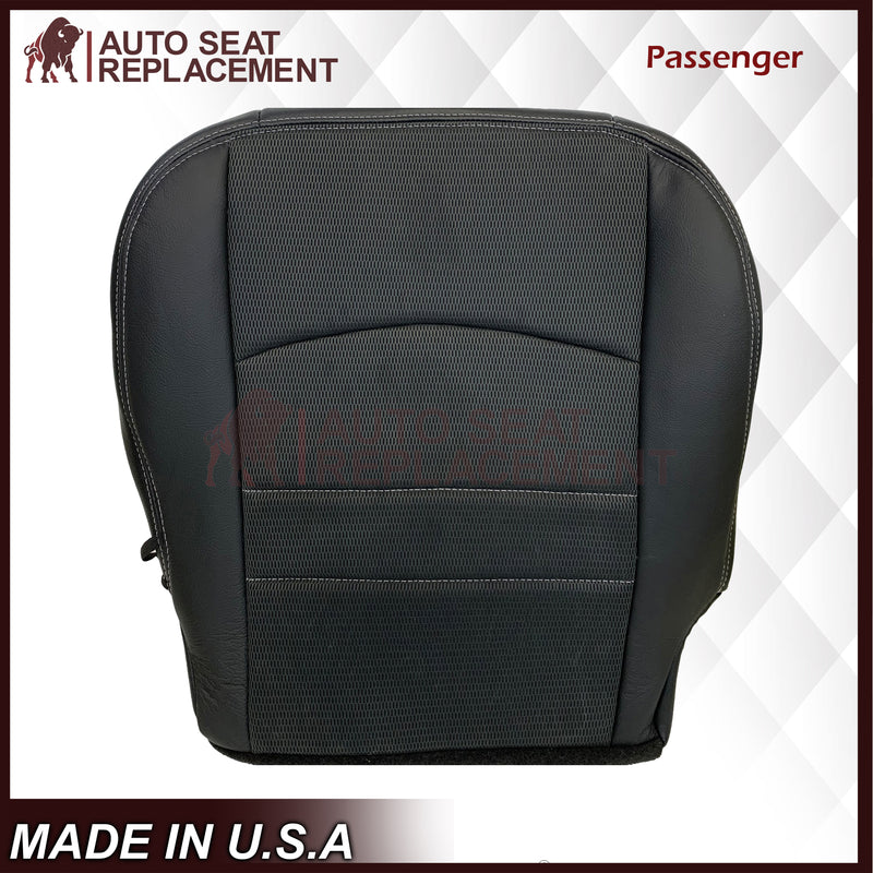 2009 - 2012 Dodge Ram Sport Bottom Dark Gray Cloth W/ Genuine Leather Seat Cover In Dark Gray