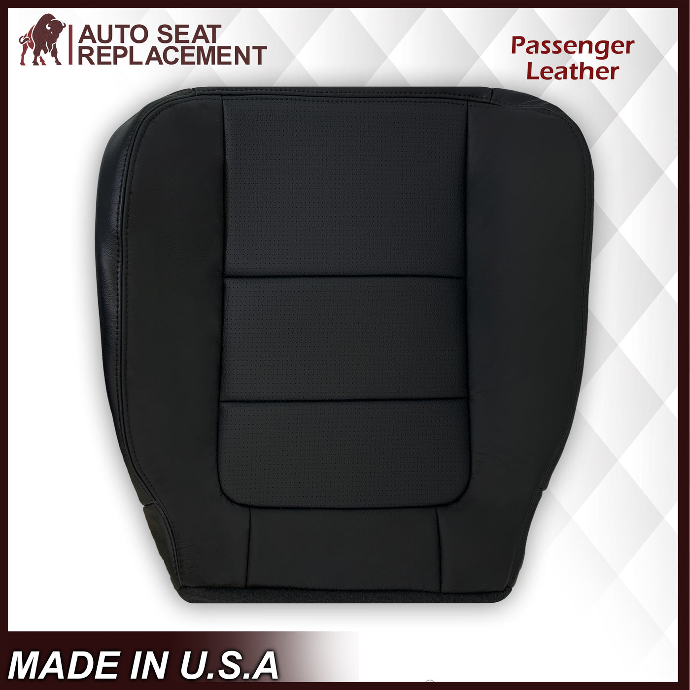 Auto Seat Replacement Passenger Perforated Leather Seat Cover – Fits 2002–2003 Ford F250/F350 Lariat – Medium Flint Gray