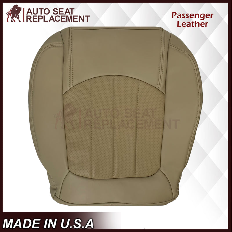 2008 - 2012 Buick Enclave Driver or Passenger Bottom Perforated Seat Cover In Light Cashmere Tan: Choose Leather or Vinyl