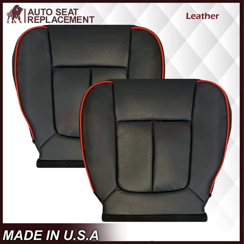 2011 - 2014 Ford F-150 Perforated Genuine Leather or Synthetic Leather Black W/ Red Pipping Seat Covers