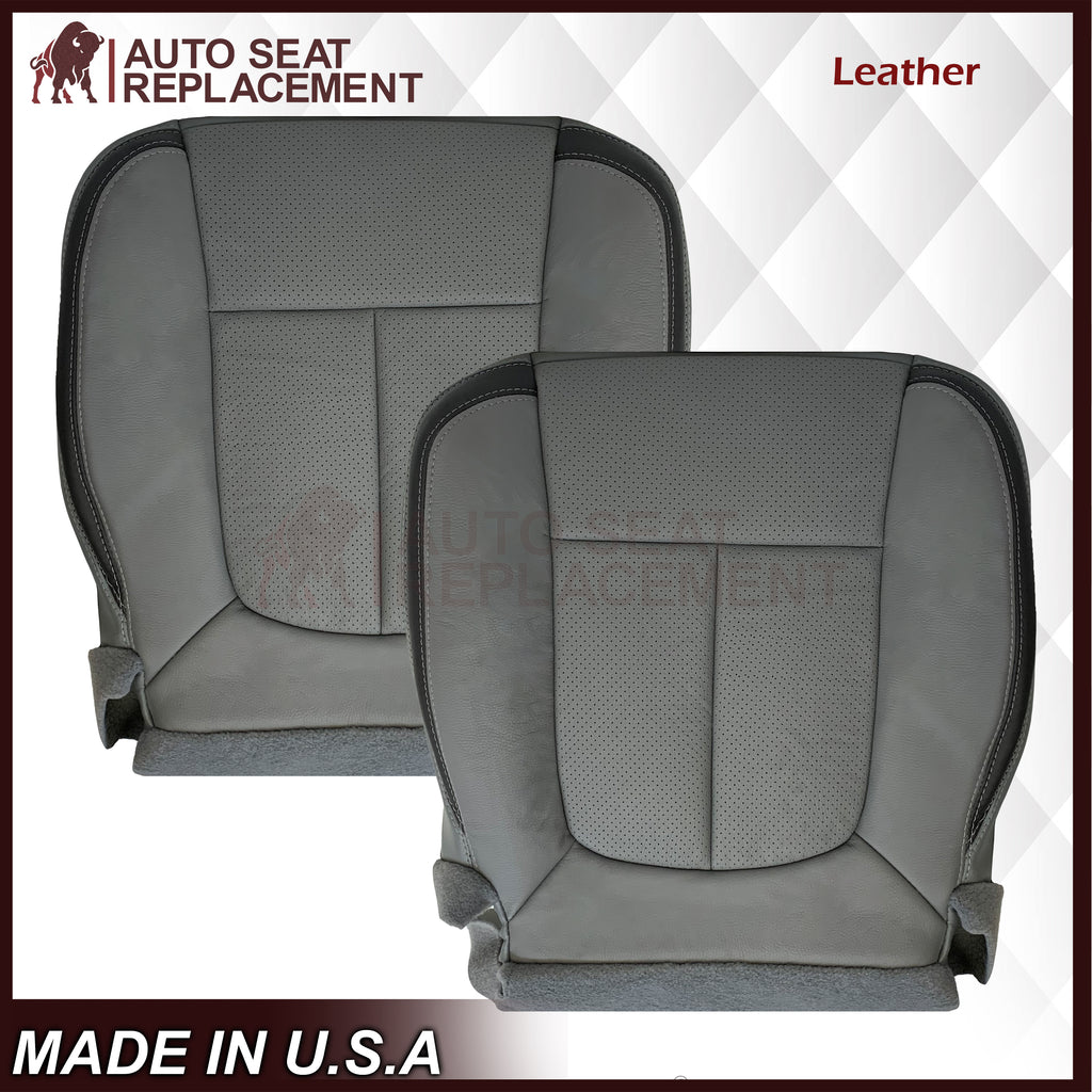 2011 - 2014 Ford F-150 Platinum Edition Perforated Genuine Leather or Synthetic Leather Steel Gray W/ Black Seat Covers