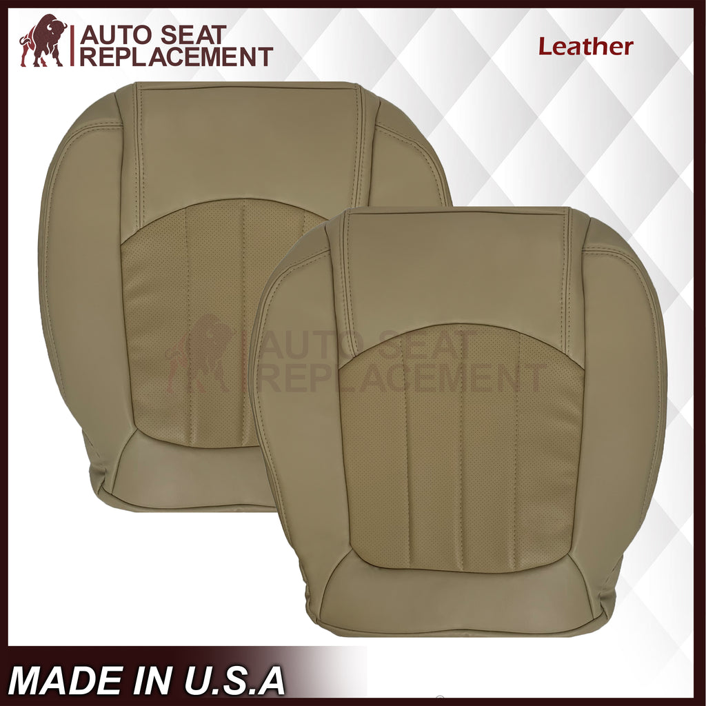 2008 - 2012 Buick Enclave Driver or Passenger Bottom Perforated Seat Cover In Light Cashmere Tan: Choose Leather or Vinyl