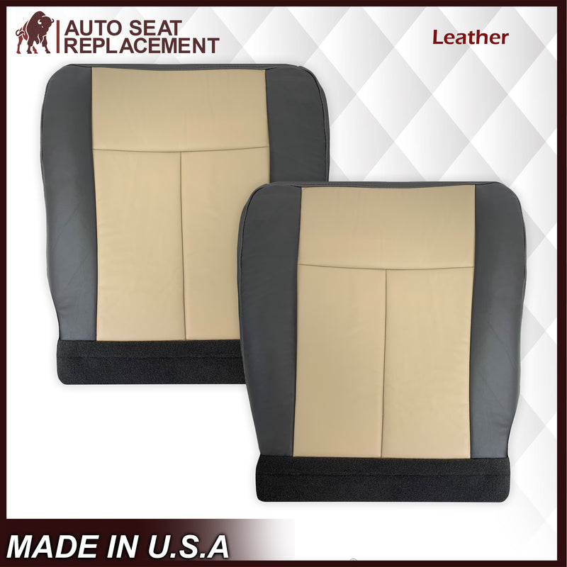 2007 2008 Ford Expedition Eddie Bauer Driver Or Passenger Side Bottom LEATHER Seat Cover In 2 Tone Tan (Tan- Dark Gray)