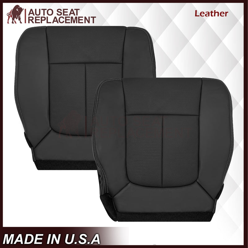 2009 - 2014 Ford F-150 Lariat Replacement Perforated Genuine Leather / Synthetic Leather Seat Cover In Black