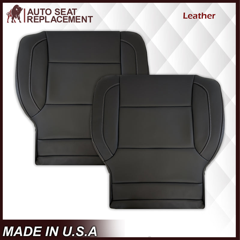 2014 2015 2016 2017 2018 2019 Chevy Silverado Tahoe Suburban & GMC Yukon Leather & Vinyl Seat Cover Replacement in Black (Jet Black)