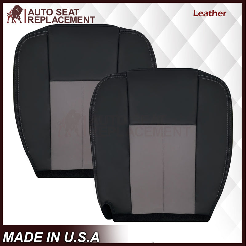 2004 Dodge Ram 1500 SLT Quad Cab Leather or Synthetic Leather With Suede Insert Replacement Seat Covers In Dark Slate "Dark Gray"