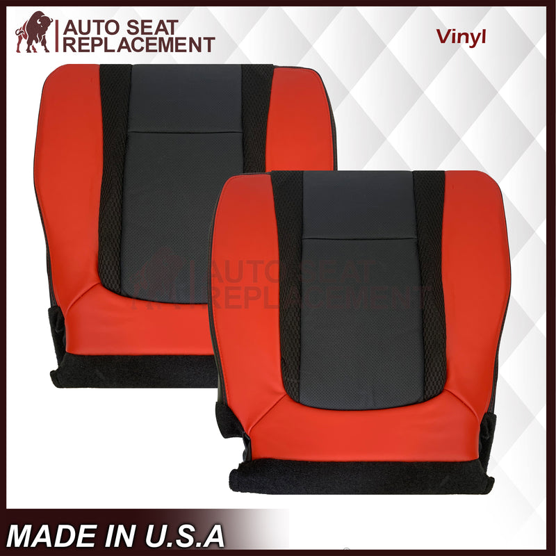 2014 Ford F-150 Raptor SVT Top or Bottom Perforated Seat Cover in 2 Tone Red-Black Choose: Leather or Vinyl