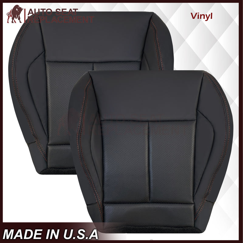 2013 - 2017 Nissan Juke Replacement Bottom Seat Cover: Black W/ Red Stitching