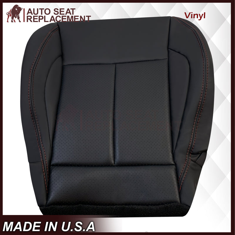 2013 - 2017 Nissan Juke Replacement Bottom Seat Cover: Black W/ Red Stitching