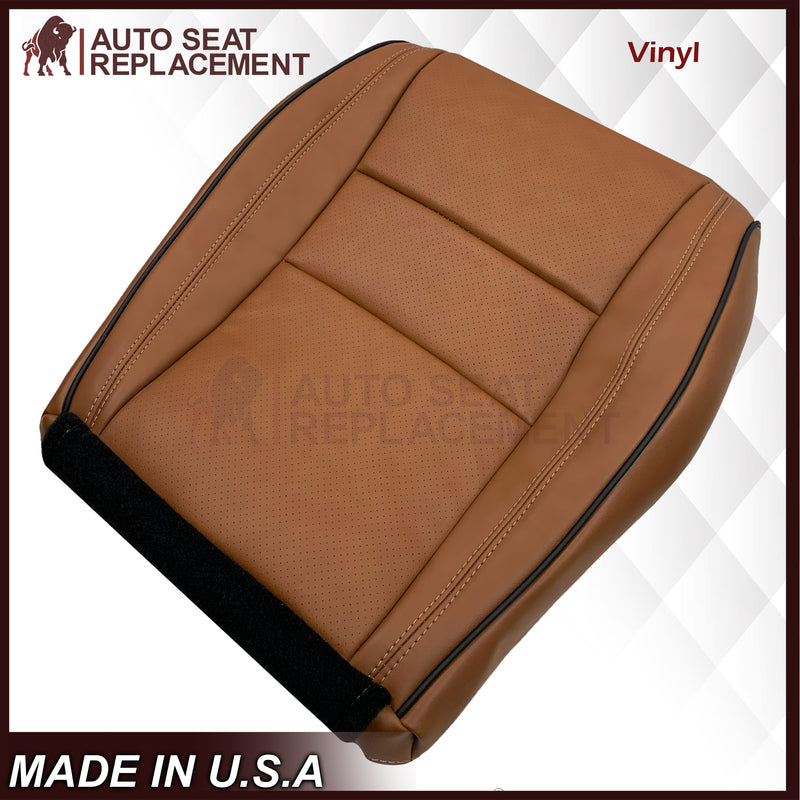 2011-2021 Jeep Grand Cherokee Overland Replacement Perforated Seat Cover: Saddle Brown w/Black Piping