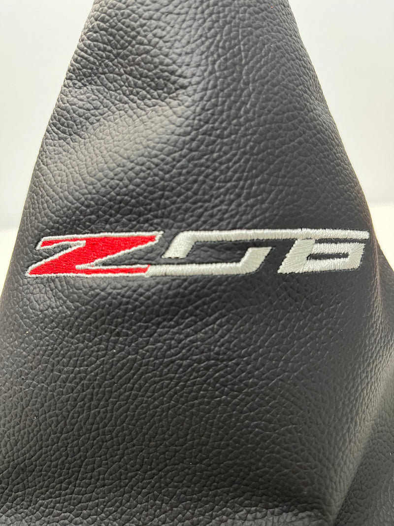 New Embroidery Leather/Suede Manual Shift Boot Cover For Chevy Corvette C6 Z06 2005-2013 - Auto Seat Replacement