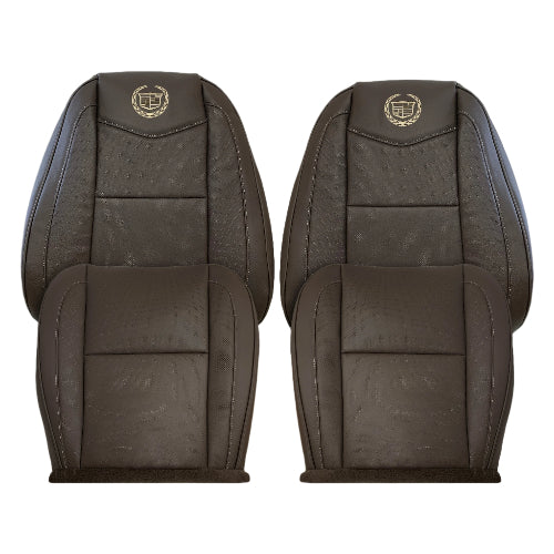 2007-2014 Cadillac Escalade Driver-Passenger Top and Bottom Seat Covers in Brown Vinyl - Auto Seat Replacement 2008 2009 2010 2011 2012 2013
