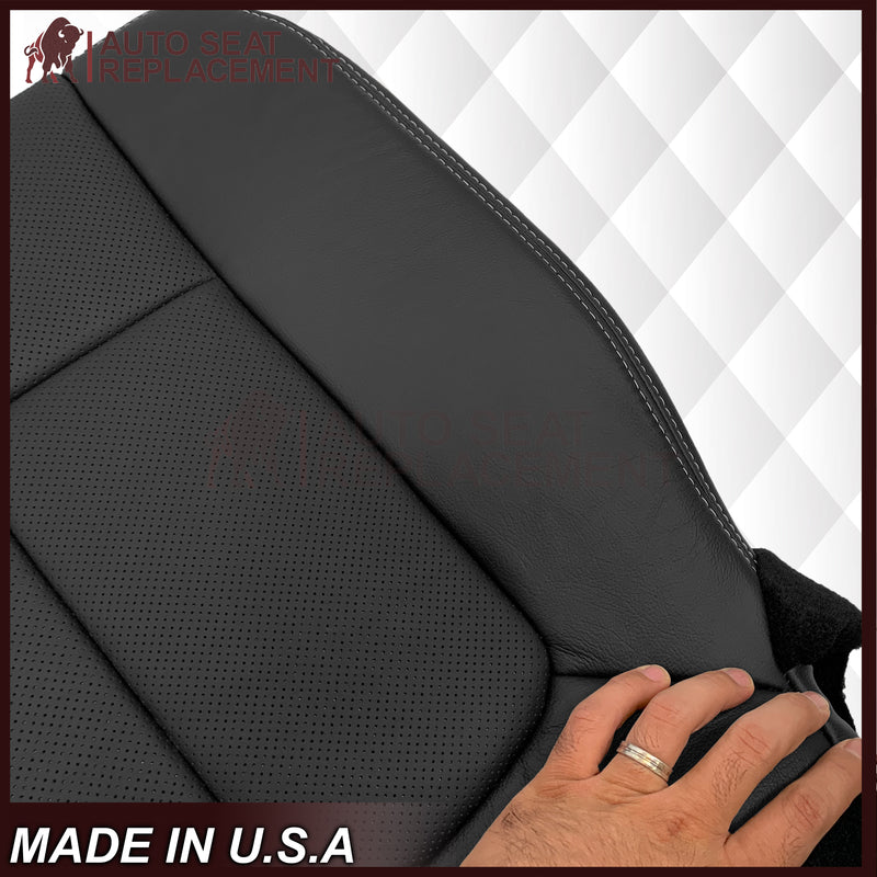 2009 - 2014 Ford F-150 Lariat Replacement Perforated Genuine Leather / Synthetic Leather Seat Cover In Black