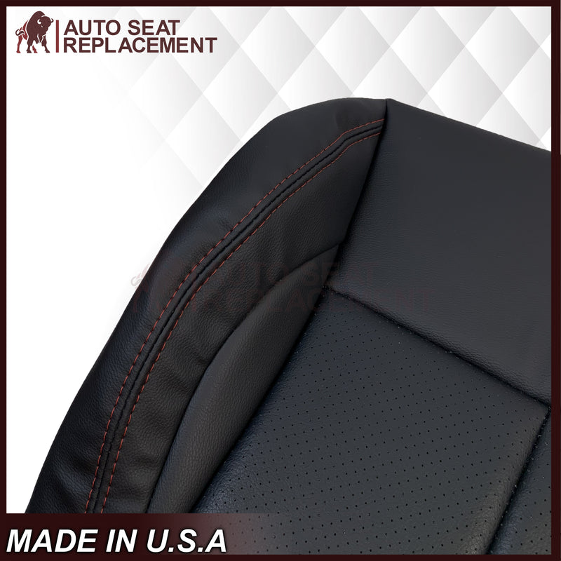 2013 - 2017 Nissan Juke Replacement Bottom Seat Cover: Black W/ Red Stitching