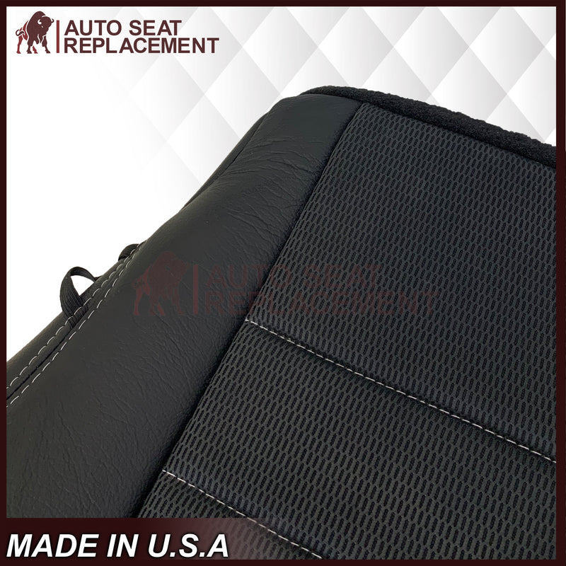 2009 - 2012 Dodge Ram Sport Bottom Dark Gray Cloth W/ Genuine Leather Seat Cover In Dark Gray